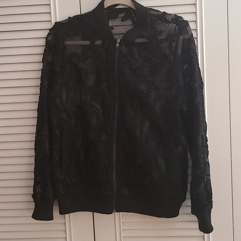 Black Mesh Bomber Jacket